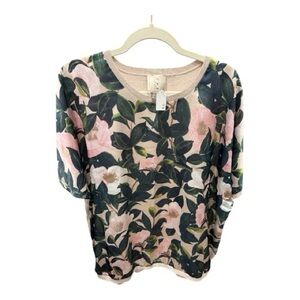 Sioni Pink and Green Floral Blouse